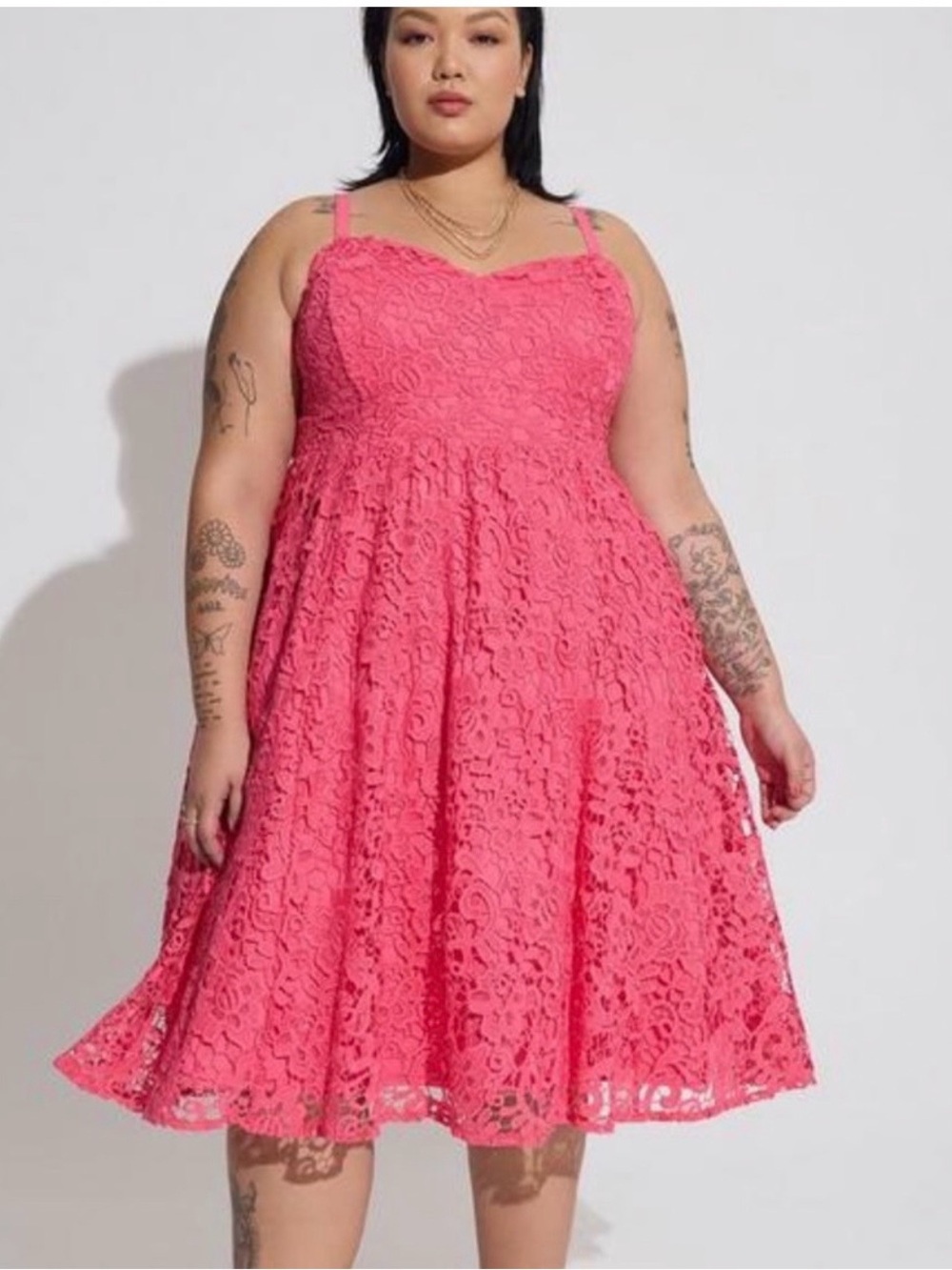 Torrid Midi Crochet Lace Sweetheart Dress